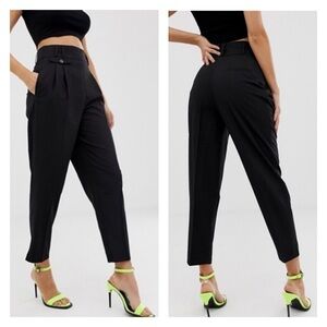 ASOS Pants Women's 22 Tailored Smart High Waist Balloon Pants Black Career Chic